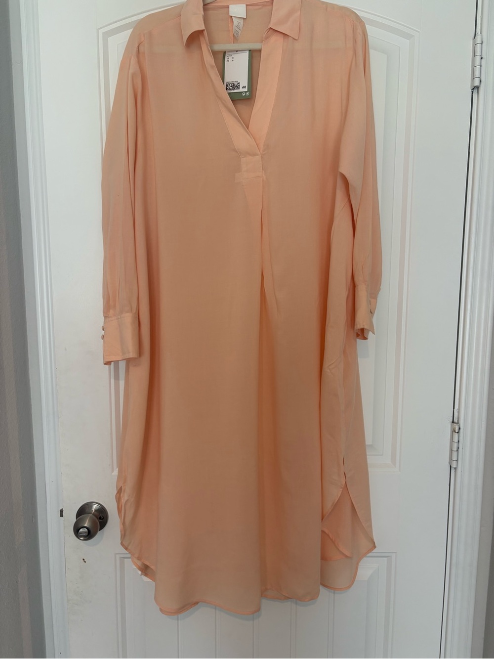 H&M Peach Long Sleeve Shirt Dress